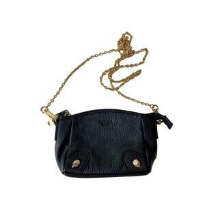 Perlina Mini Black Leather Chain Crossbody Bag